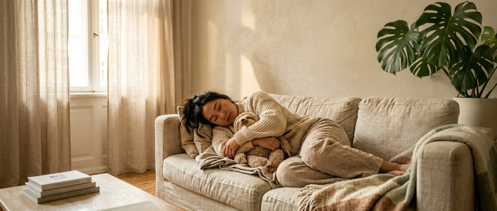 A calm interior moment with a NUKUMU weighted companion
